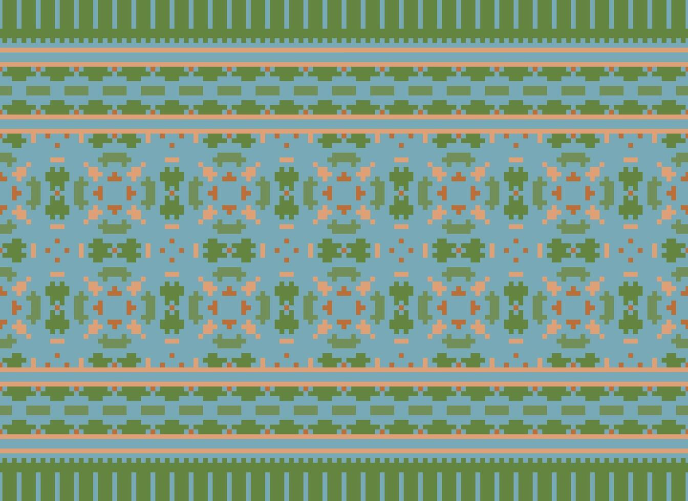 ethnisch geometrisch Stoff Muster Kreuz Stich.ikat Stickerei ethnisch orientalisch Pixel Muster Blau Hintergrund. abstrakt, vektor, illustration. Textur, Kleidung, Rahmen, Dekoration, Motive, Seide Hintergrund. vektor