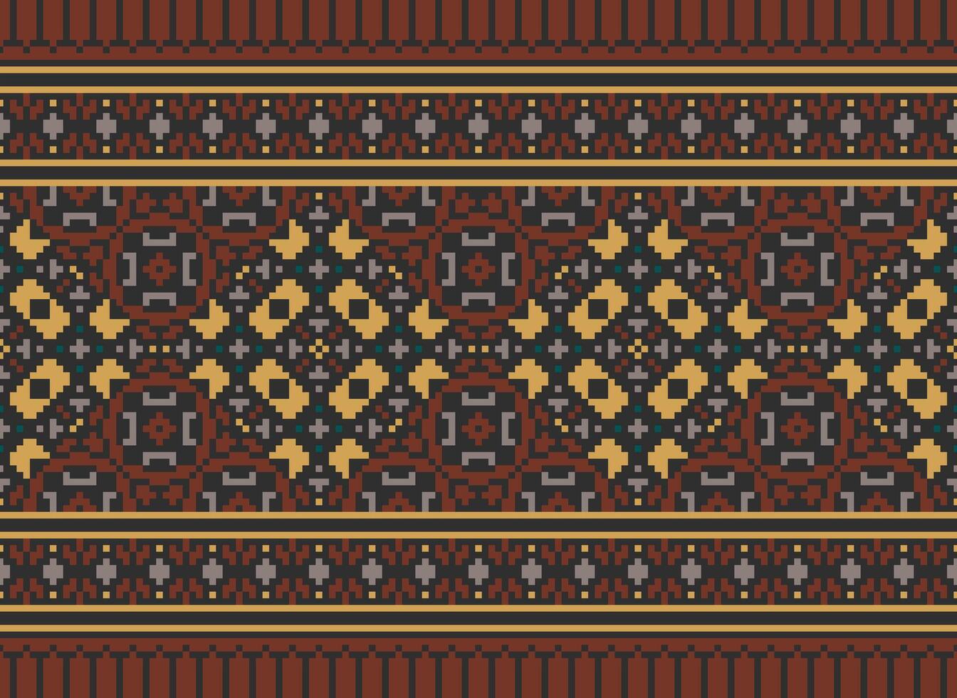 pixel korsa sy mönster med blommig mönster. traditionell korsa sy handarbete. geometrisk etnisk mönster, broderi, textil- ornament, tyg, hand sys mönster, kulturell söm vektor