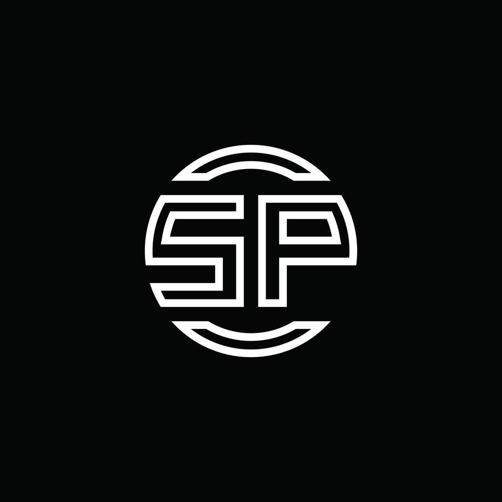 sp-Logo-Monogramm mit negativem Raumkreis abgerundete Designvorlage vektor