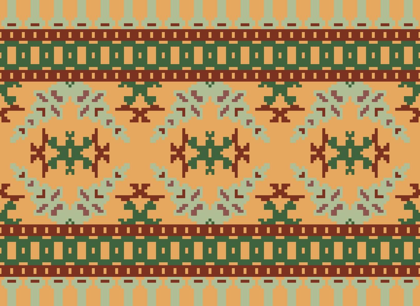 Kreuz Stich Grenze. Stickerei Kreuz Stich. ethnisch Muster. geometrisch ethnisch indisch Muster. einheimisch ethnisch Muster.Textur Textil- Stoff Kleidung Strickwaren drucken. Pixel horizontal nahtlos Vektor. vektor