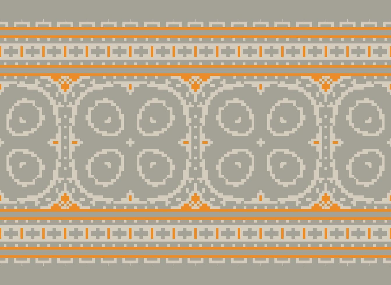 Kreuz Stich Muster mit Blumen- Entwürfe. traditionell Kreuz Stich Handarbeit. geometrisch ethnisch Muster, Stickerei, Textil- Ornamentik, Stoff, Hand genäht Muster, kulturell Nähen Pixel Kunst. vektor