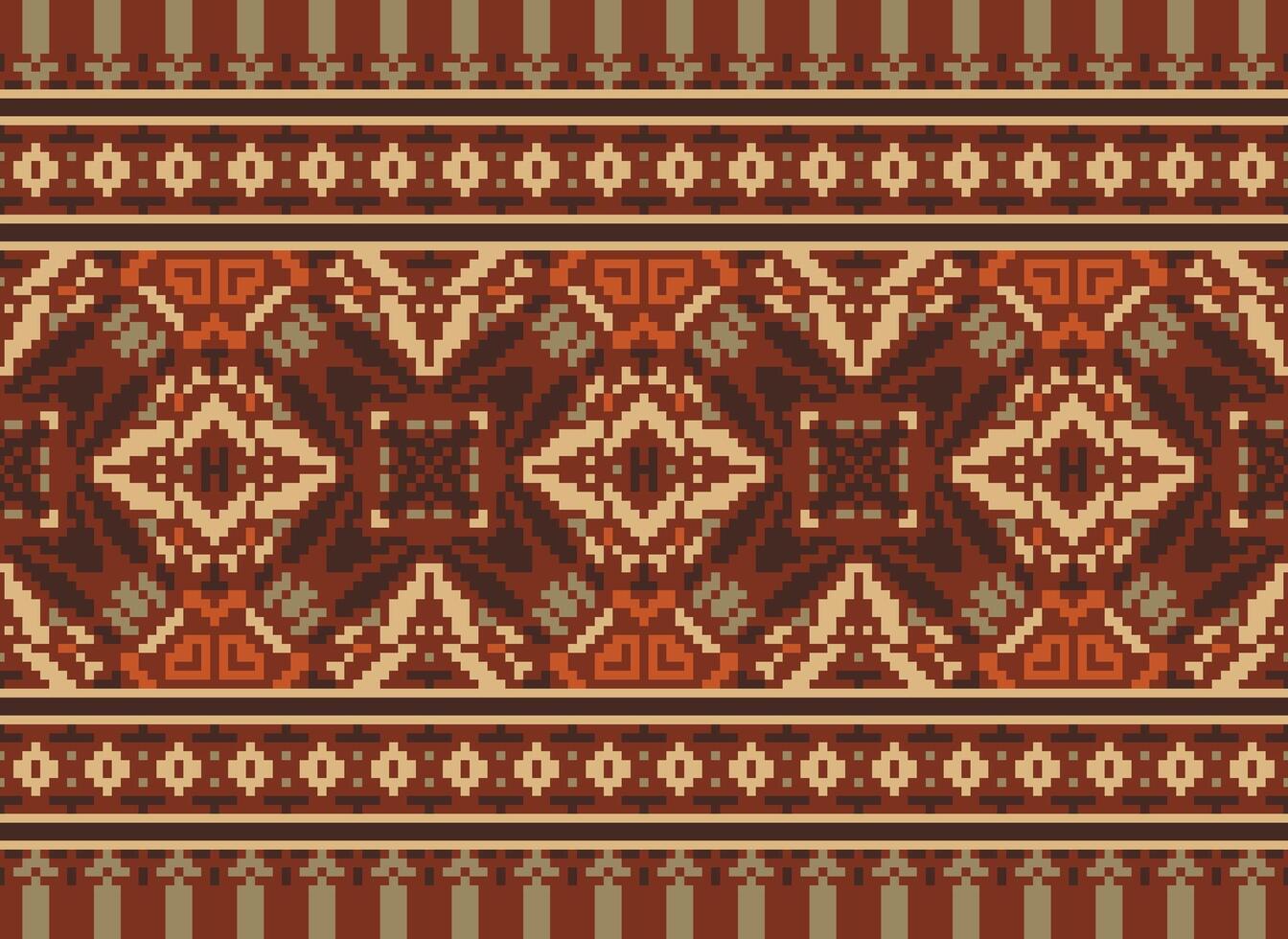 Pixel ethnisch Muster Vektor Hintergrund. nahtlos Muster traditionell, Design zum Hintergrund, Hintergrund, Batik, Stoff, Teppich, Kleidung, Verpackung, und textil.ethnisch Muster Vektor Illustration.