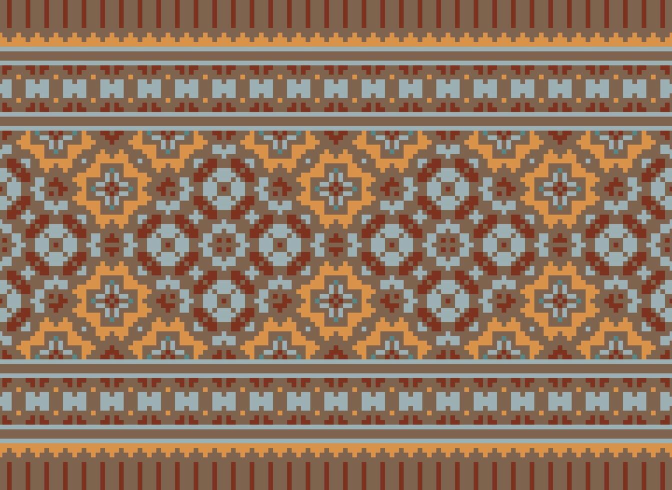 korsa sy mönster med blommig mönster. traditionell korsa sy handarbete. geometrisk etnisk mönster, broderi, textil- ornament, tyg, hand sys mönster, kulturell söm pixel konst. vektor