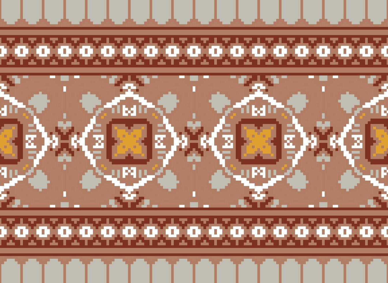 Pixel ethnisch Muster Vektor Hintergrund. nahtlos Muster traditionell, Design zum Hintergrund, Hintergrund, Batik, Stoff, Teppich, Kleidung, Verpackung, und textil.ethnisch Muster Vektor Illustration.