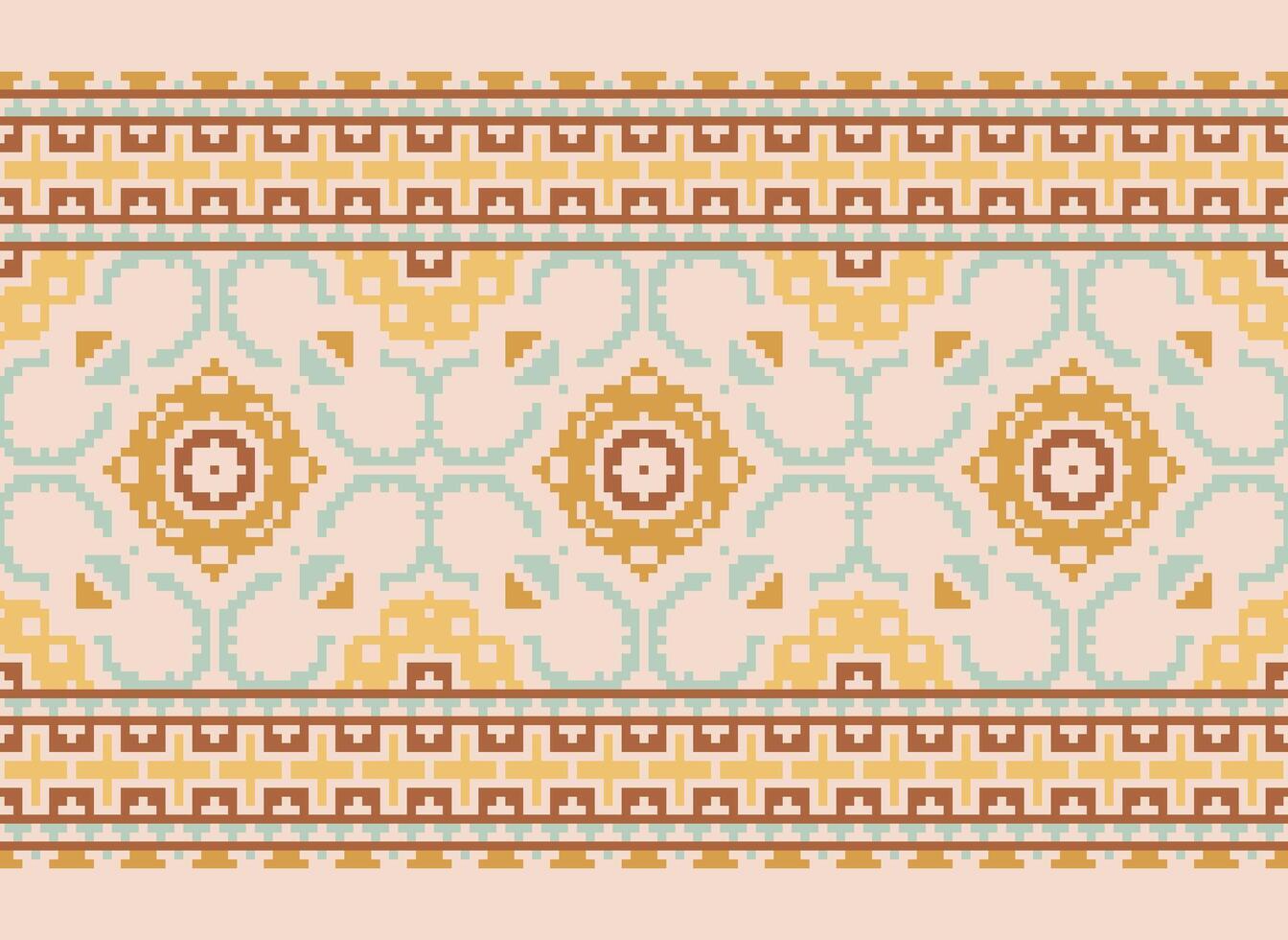 ethnisch geometrisch Stoff Muster Kreuz Stich.ikat Stickerei ethnisch orientalisch Pixel Muster Blau Hintergrund. abstrakt, vektor, illustration. Textur, Kleidung, Rahmen, Dekoration, Motive, Seide Hintergrund. vektor