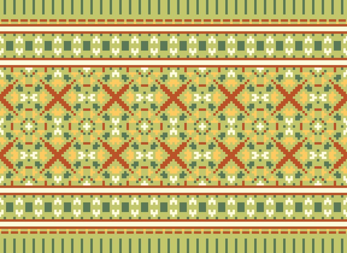 blomma broderi på brun bakgrund. ikat och korsa sy geometrisk sömlös mönster etnisk orientalisk traditionell. aztec stil illustration design för matta, tapet, Kläder, omslag, batik. vektor