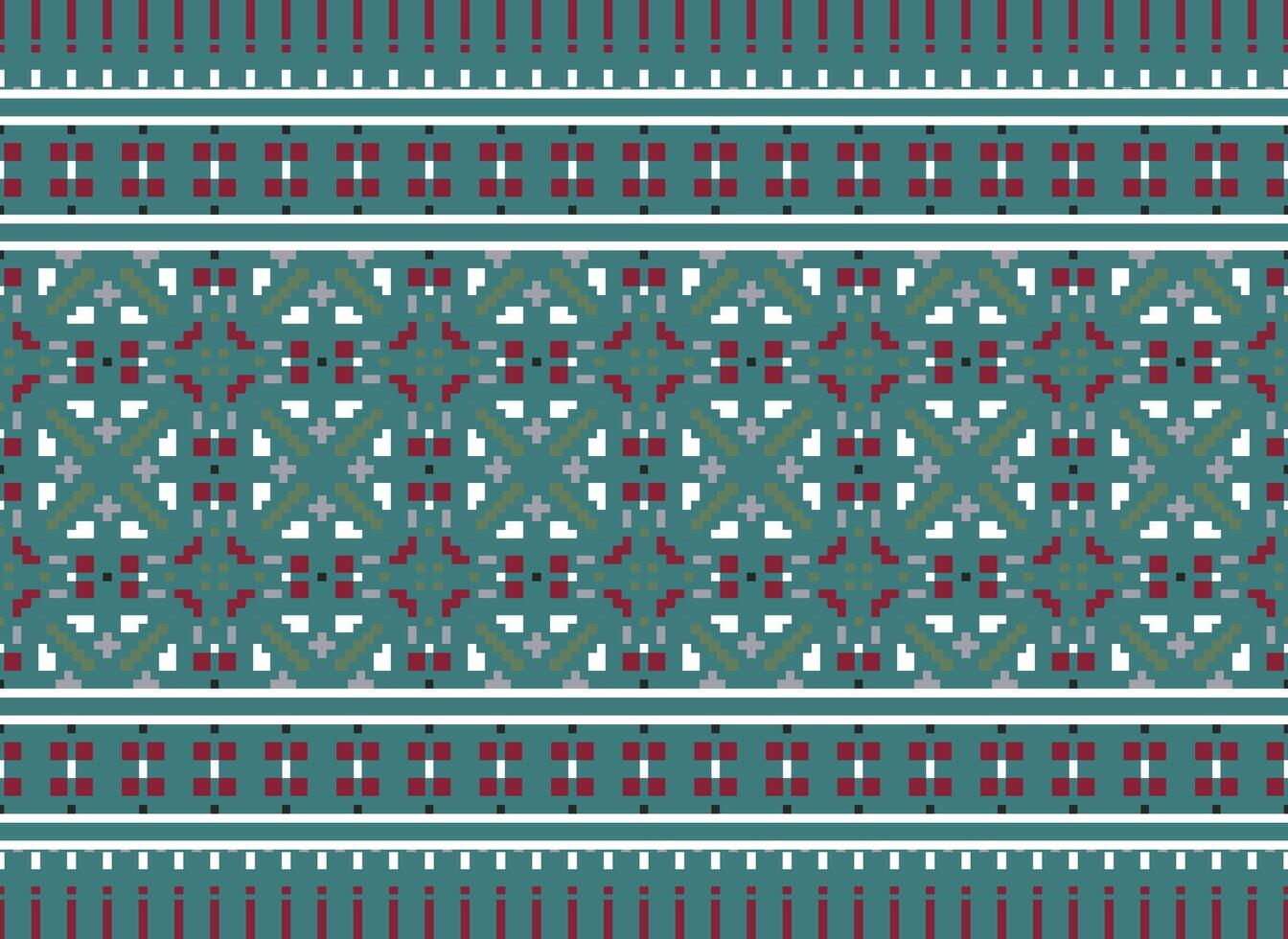 ethnisch geometrisch Stoff Muster Kreuz Stich.ikat Stickerei ethnisch orientalisch Pixel Muster Blau Hintergrund. abstrakt, vektor, illustration. Textur, Kleidung, Rahmen, Dekoration, Motive, Seide Hintergrund. vektor