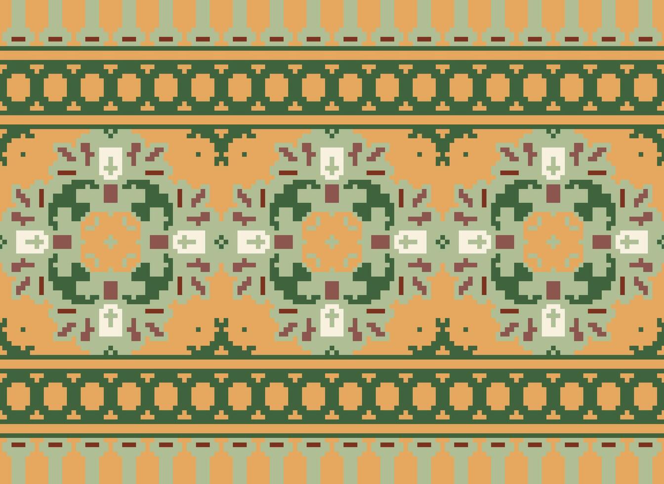 ethnisch geometrisch Stoff Muster Kreuz Stich.ikat Stickerei ethnisch orientalisch Pixel Muster Blau Hintergrund. abstrakt, vektor, illustration. Textur, Kleidung, Rahmen, Dekoration, Motive, Seide Hintergrund. vektor