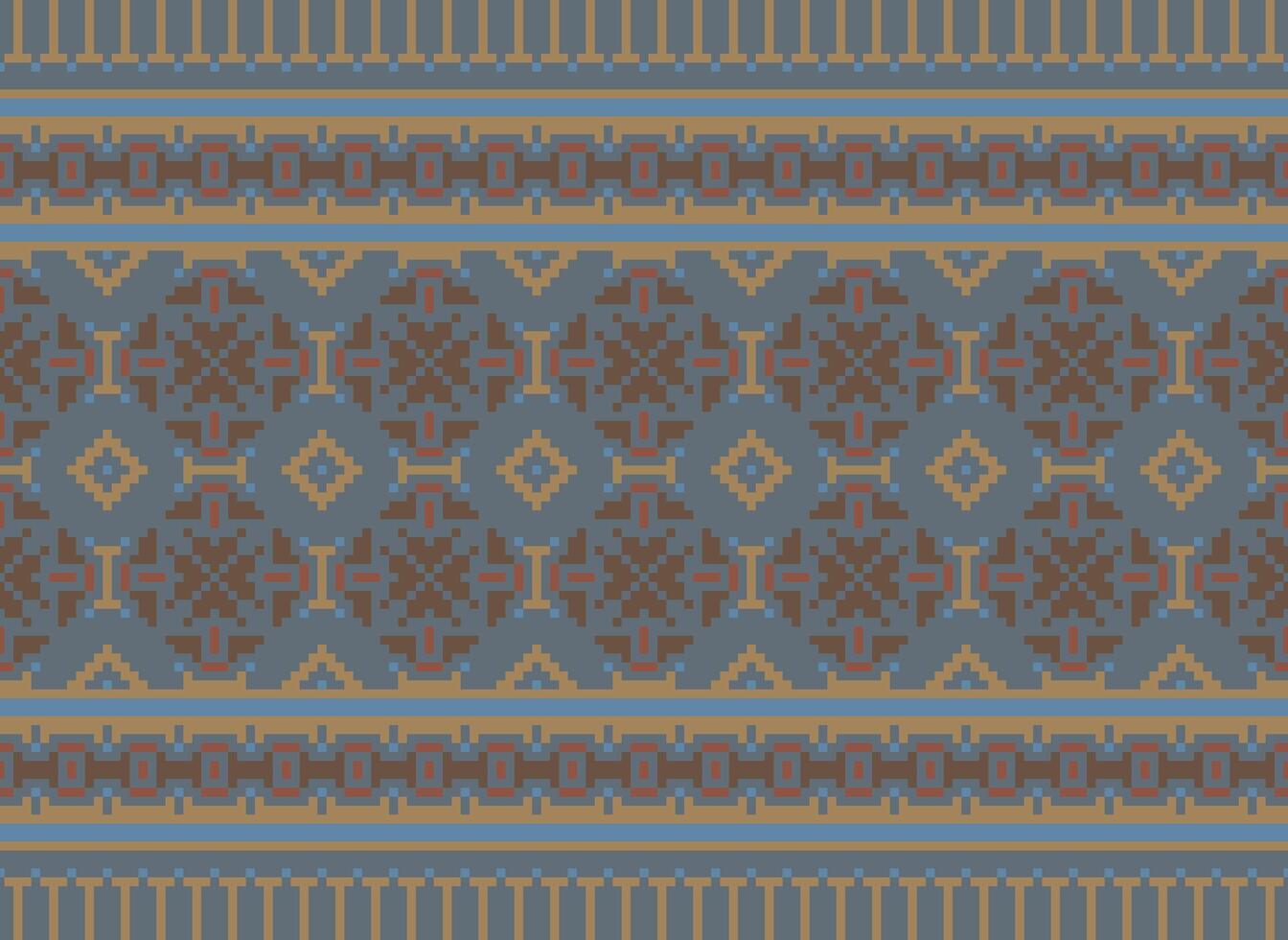 Pixel traditionell ethnisch Muster Paisley Blume Ikat Hintergrund abstrakt aztekisch afrikanisch indonesisch indisch nahtlos Muster zum Stoff drucken Stoff Kleid Teppich Vorhänge und Sarong vektor