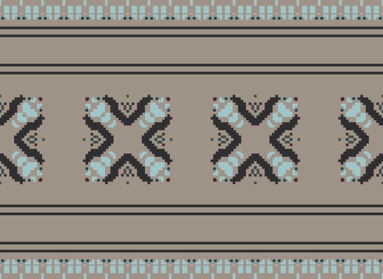 Pixel ethnisch Muster Vektor Hintergrund. nahtlos Muster traditionell, Design zum Hintergrund, Hintergrund, Batik, Stoff, Teppich, Kleidung, Verpackung, und textil.ethnisch Muster Vektor Illustration.