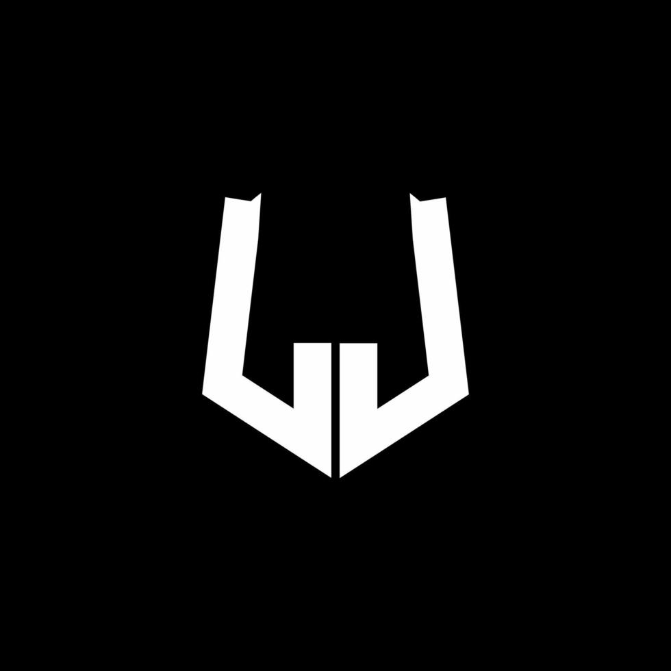 lj-Monogramm-Buchstaben-Logo-Band mit Schild-Stil auf schwarzem Hintergrund isoliert vektor