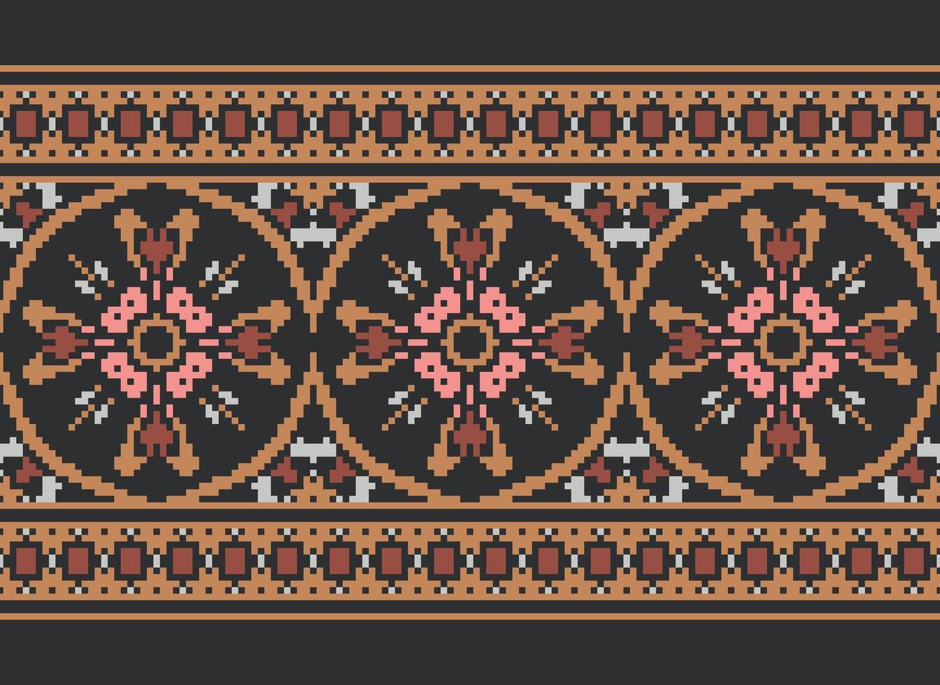 pixel ukrainska, vitryska folk konst vektor sömlös mönster i röd och svart, inspirerad förbi traditionell broderi vyshyvanka