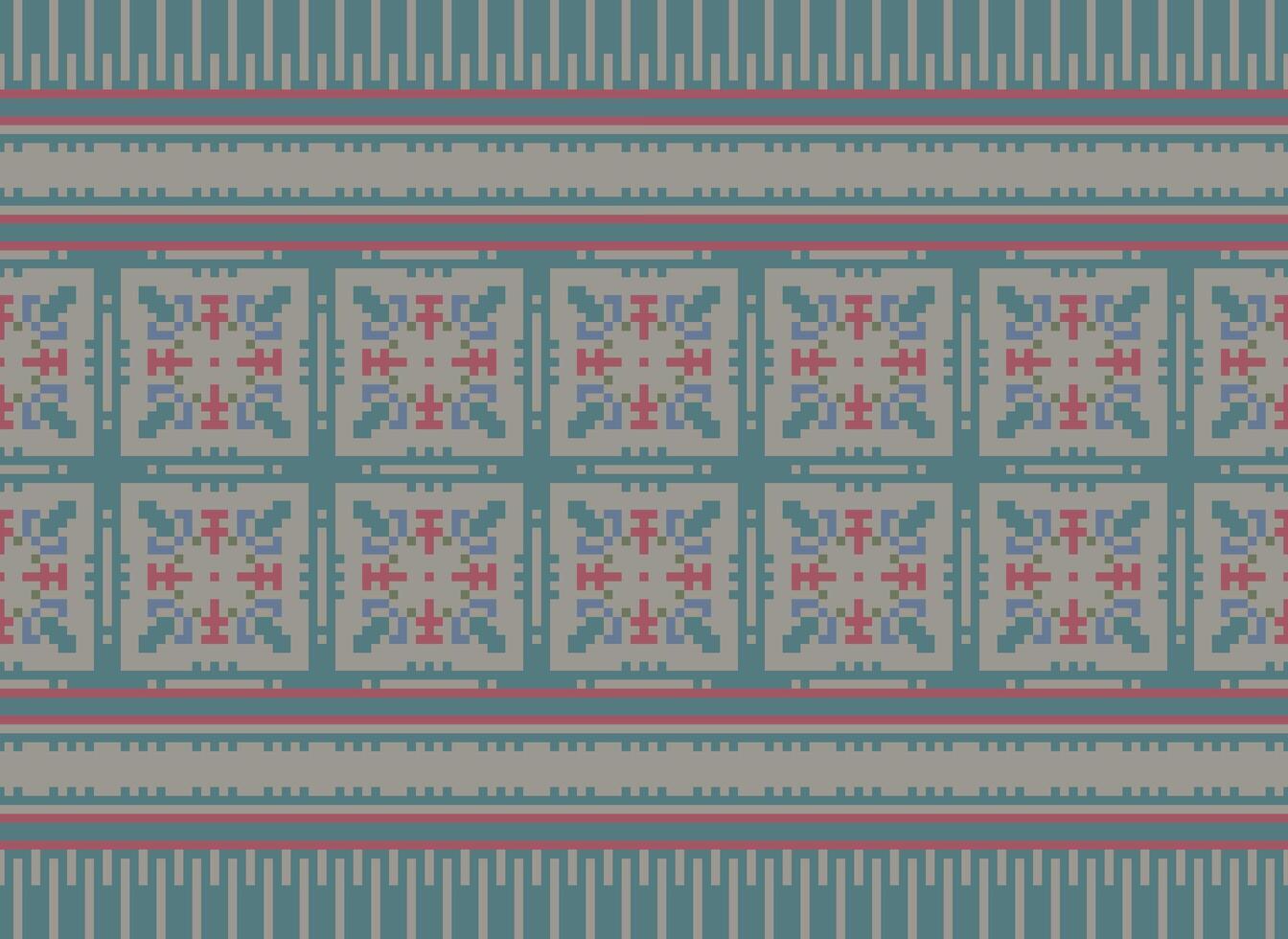 Pixel traditionell ethnisch Muster Paisley Blume Ikat Hintergrund abstrakt aztekisch afrikanisch indonesisch indisch nahtlos Muster zum Stoff drucken Stoff Kleid Teppich Vorhänge und Sarong vektor