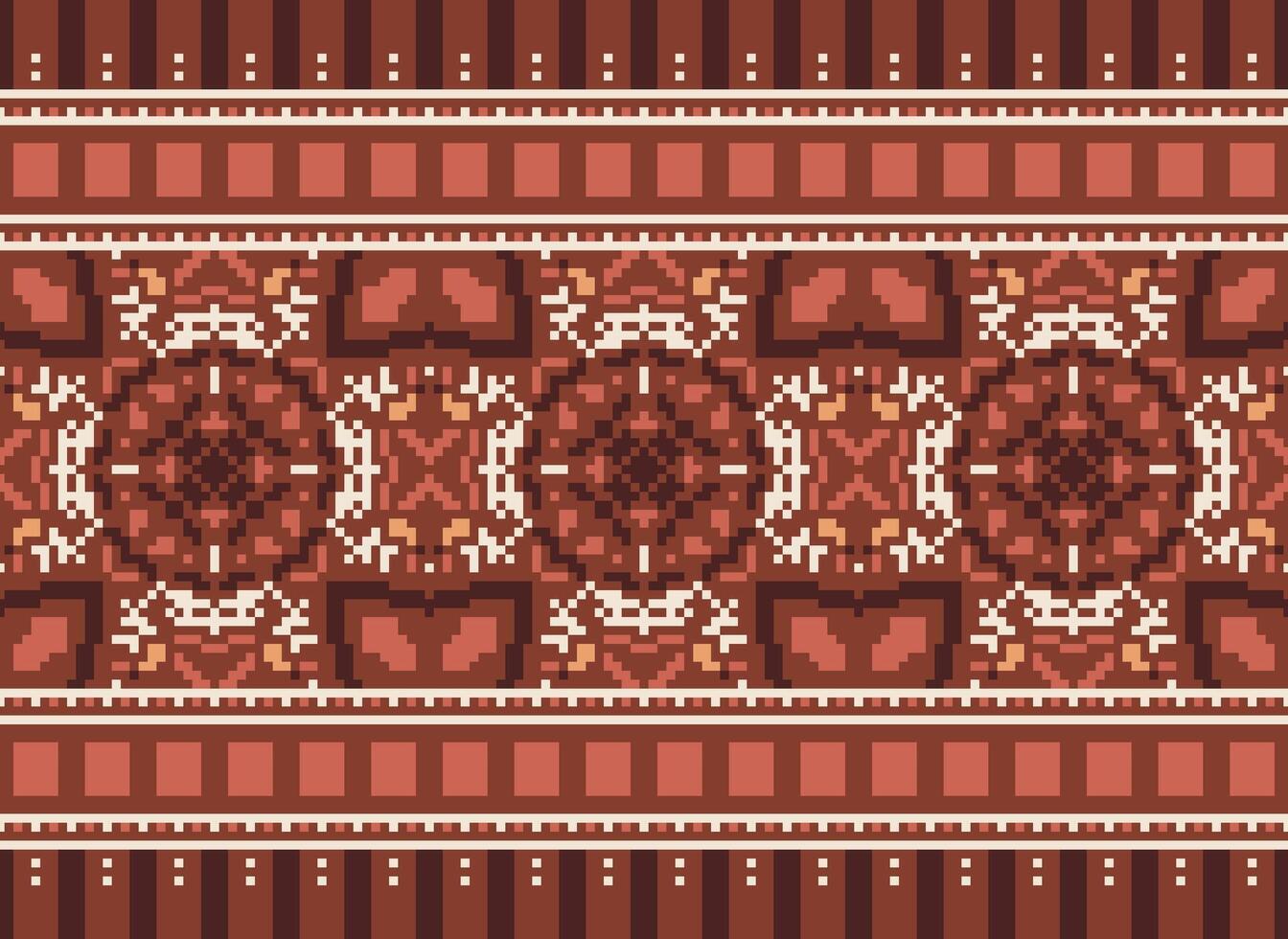 pixel traditionell etnisk mönster paisley blomma ikat bakgrund abstrakt aztec afrikansk indonesiska indisk sömlös mönster för tyg skriva ut trasa klänning matta gardiner och sarong vektor