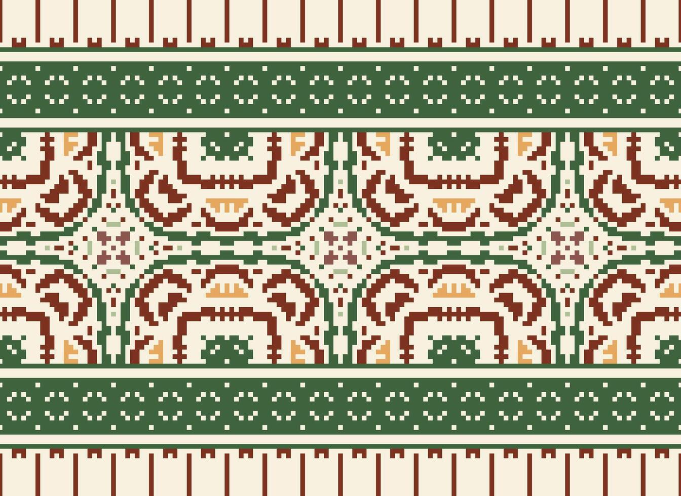 etnisk geometrisk tyg mönster korsa stitch.ikat broderi etnisk orientalisk pixel mönster blå bakgrund. abstrakt, vektor, illustration. textur, kläder, ram, dekoration, motiv, siden tapet. vektor