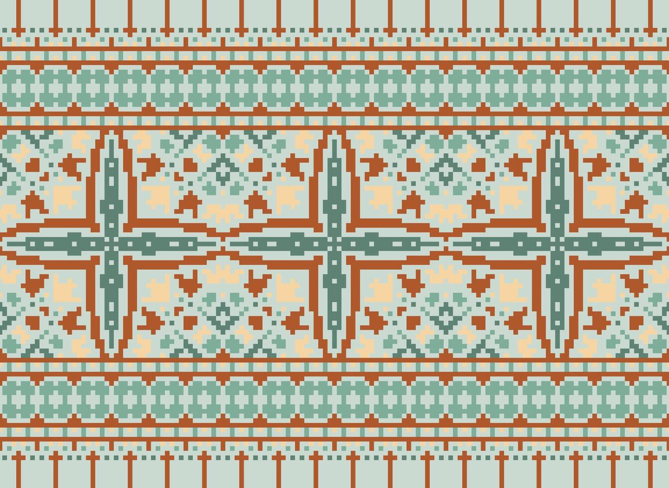 etnisk geometrisk tyg mönster korsa stitch.ikat broderi etnisk orientalisk pixel mönster blå bakgrund. abstrakt, vektor, illustration. textur, kläder, ram, dekoration, motiv, siden tapet. vektor