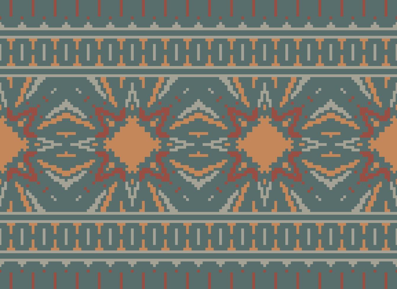 Pixel ethnisch Muster Vektor Hintergrund. nahtlos Muster traditionell, Design zum Hintergrund, Hintergrund, Batik, Stoff, Teppich, Kleidung, Verpackung, und textil.ethnisch Muster Vektor Illustration.