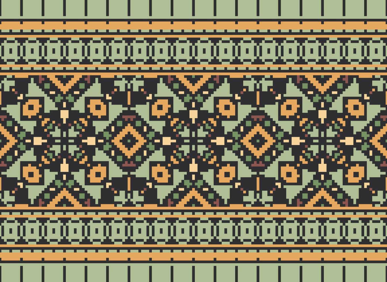 etnisk geometrisk tyg mönster korsa stitch.ikat broderi etnisk orientalisk pixel mönster blå bakgrund. abstrakt, vektor, illustration. textur, kläder, ram, dekoration, motiv, siden tapet. vektor