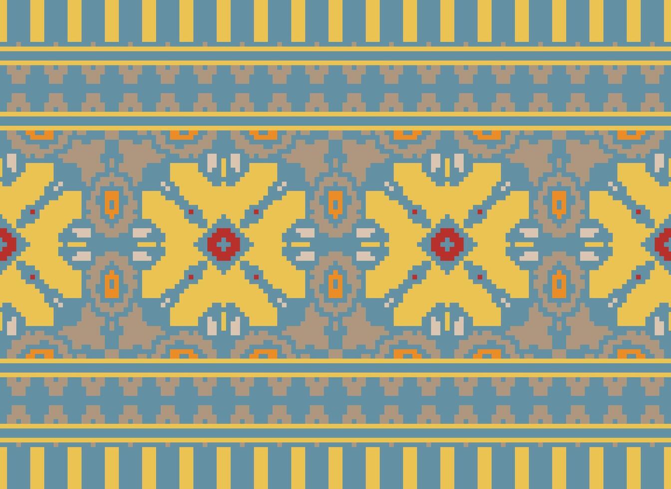 pixel etnisk mönster vektor bakgrund. sömlös mönster traditionell, design för bakgrund, tapet, batik, tyg, matta, Kläder, omslag, och textil.etnisk mönster vektor illustration.