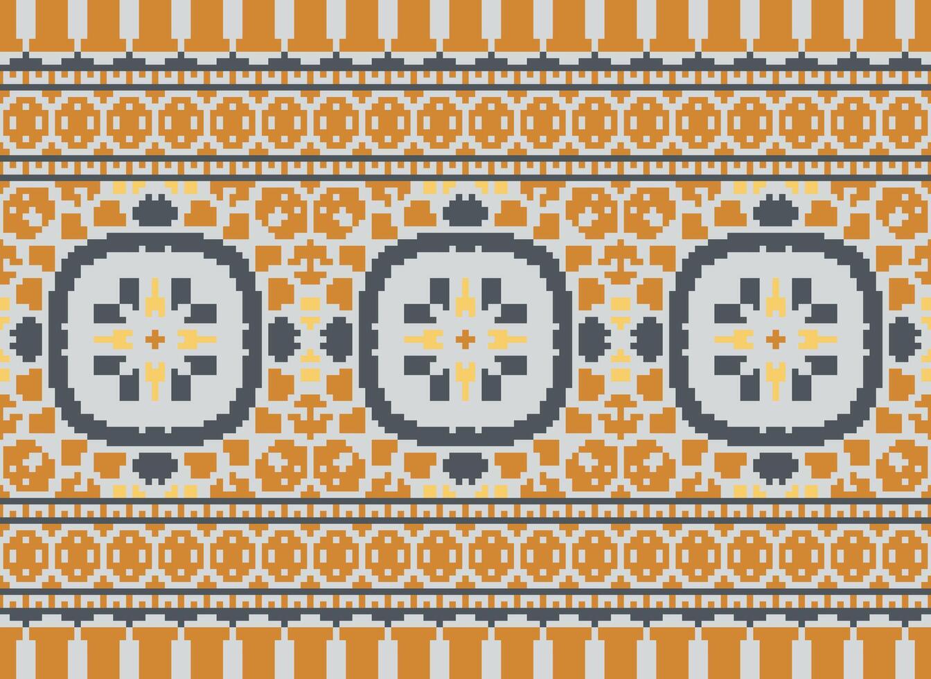 Pixel traditionell ethnisch Muster Paisley Blume Ikat Hintergrund abstrakt aztekisch afrikanisch indonesisch indisch nahtlos Muster zum Stoff drucken Stoff Kleid Teppich Vorhänge und Sarong vektor