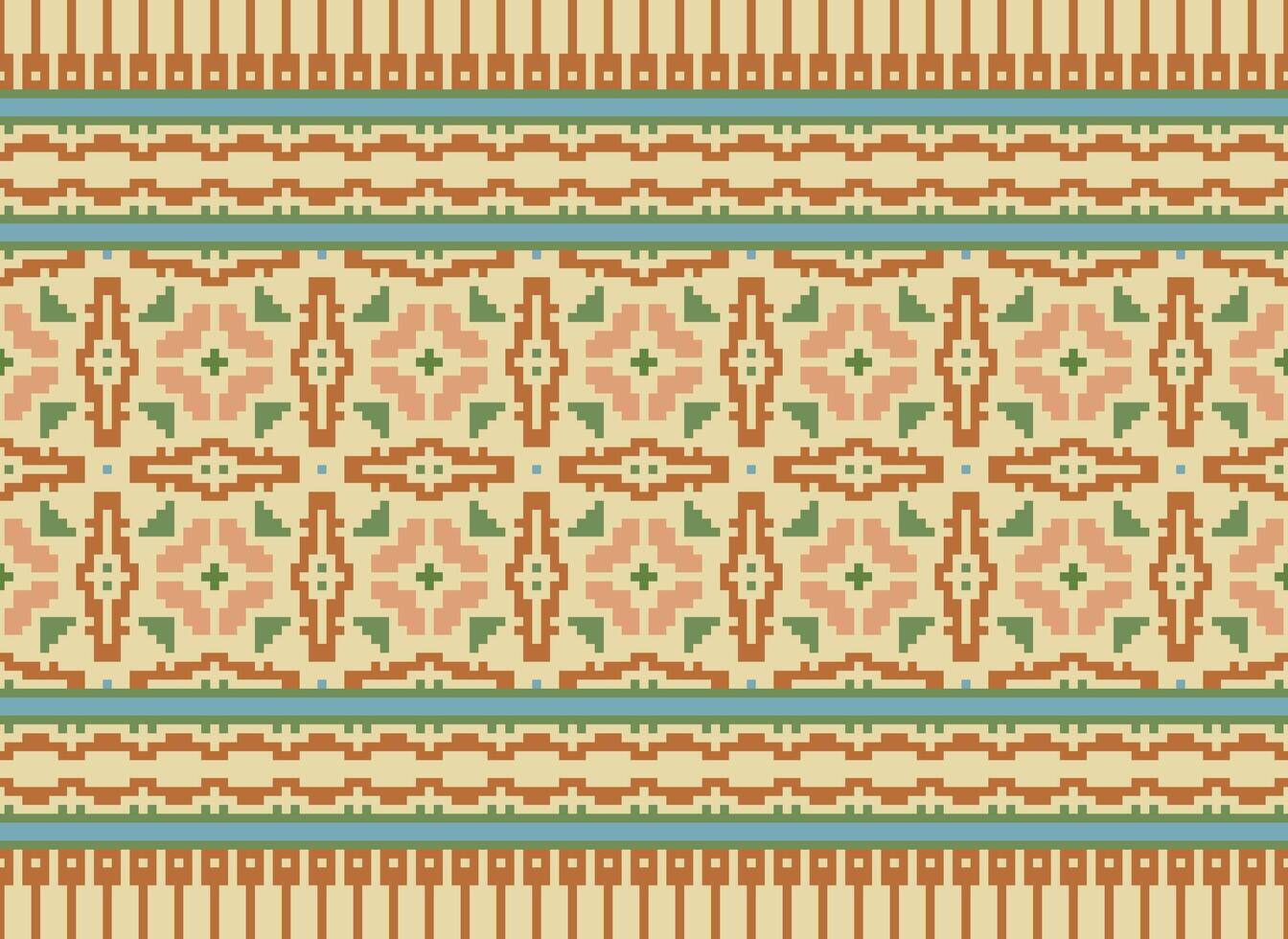 etnisk geometrisk tyg mönster korsa stitch.ikat broderi etnisk orientalisk pixel mönster blå bakgrund. abstrakt, vektor, illustration. textur, kläder, ram, dekoration, motiv, siden tapet. vektor