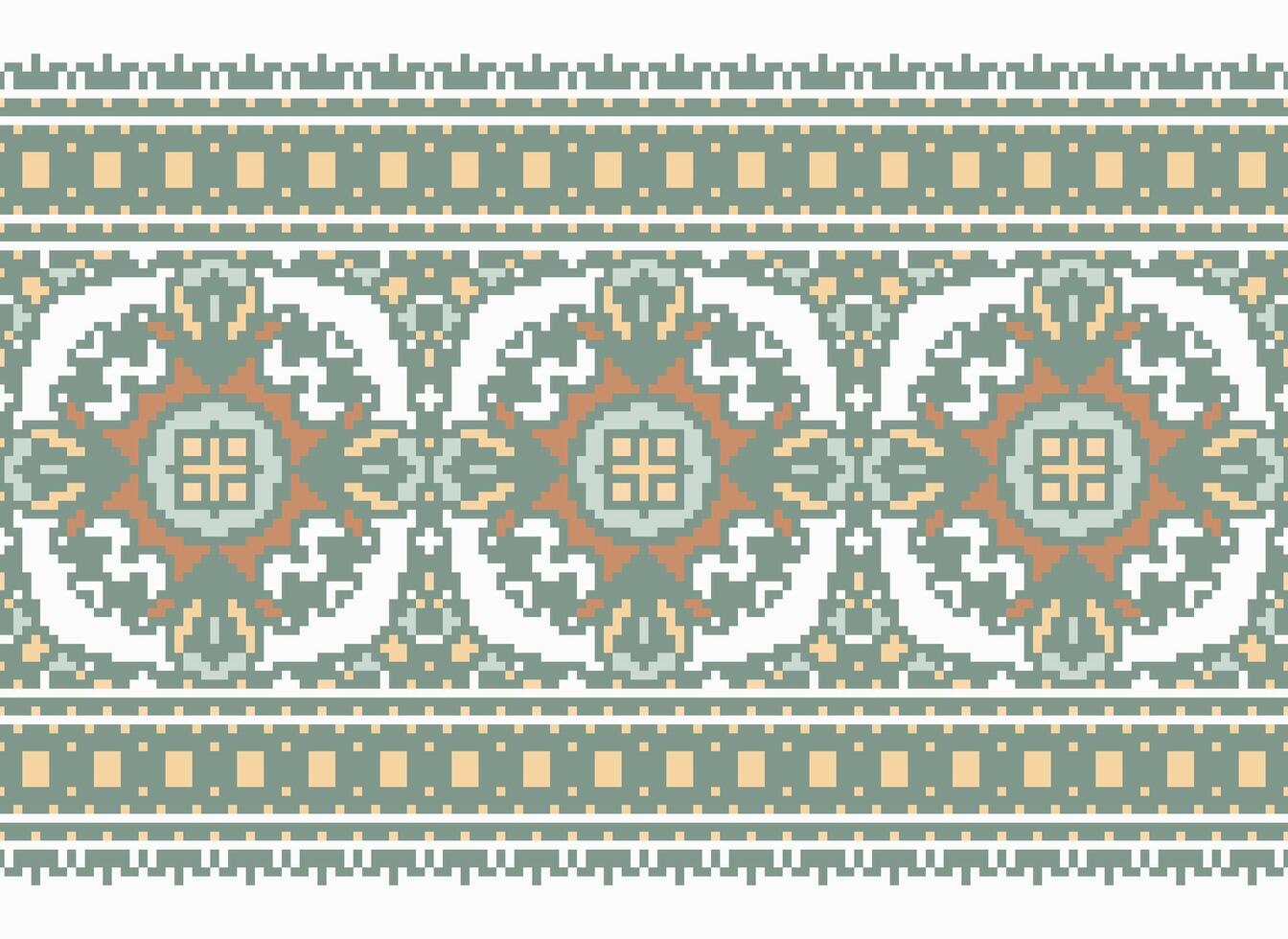 ethnisch geometrisch Stoff Muster Kreuz Stich.ikat Stickerei ethnisch orientalisch Pixel Muster Blau Hintergrund. abstrakt, vektor, illustration. Textur, Kleidung, Rahmen, Dekoration, Motive, Seide Hintergrund. vektor