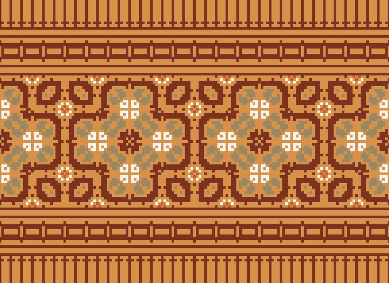 korsa sy mönster med blommig mönster. traditionell korsa sy handarbete. geometrisk etnisk mönster, broderi, textil- ornament, tyg, hand sys mönster, kulturell söm pixel konst. vektor