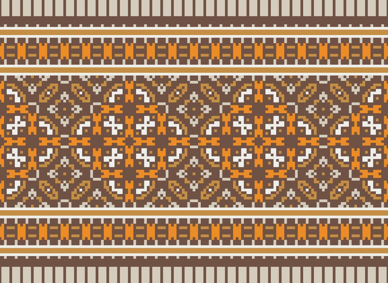 pixel korsa sy mönster med blommig mönster. traditionell korsa sy handarbete. geometrisk etnisk mönster, broderi, textil- ornament, tyg, hand sys mönster, kulturell söm vektor