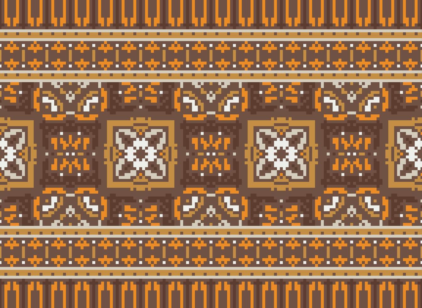 Kreuz Stich Muster mit Blumen- Entwürfe. traditionell Kreuz Stich Handarbeit. geometrisch ethnisch Muster, Stickerei, Textil- Ornamentik, Stoff, Hand genäht Muster, kulturell Nähen Pixel Kunst. vektor