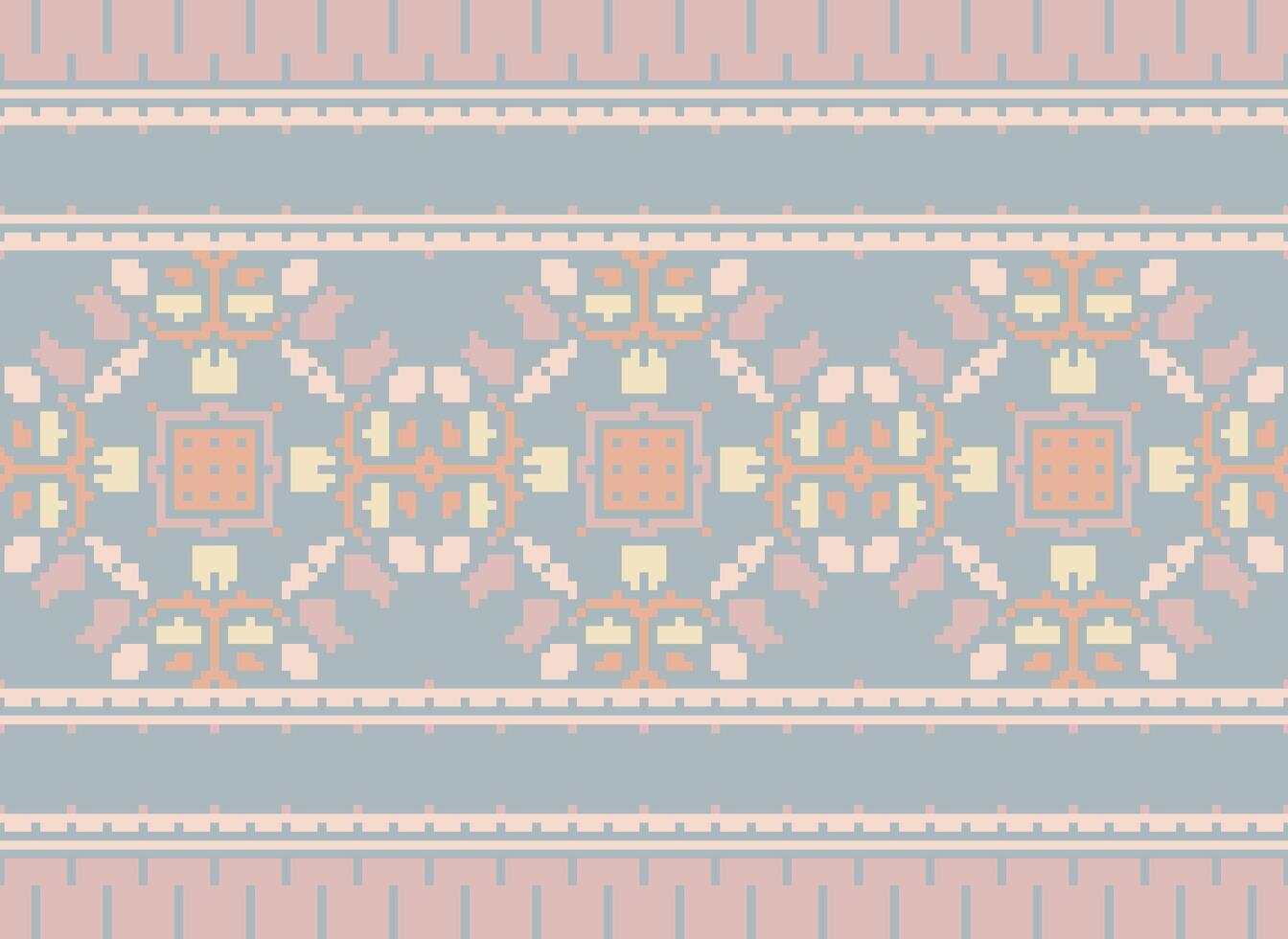 etnisk geometrisk tyg mönster korsa stitch.ikat broderi etnisk orientalisk pixel mönster blå bakgrund. abstrakt, vektor, illustration. textur, kläder, ram, dekoration, motiv, siden tapet. vektor