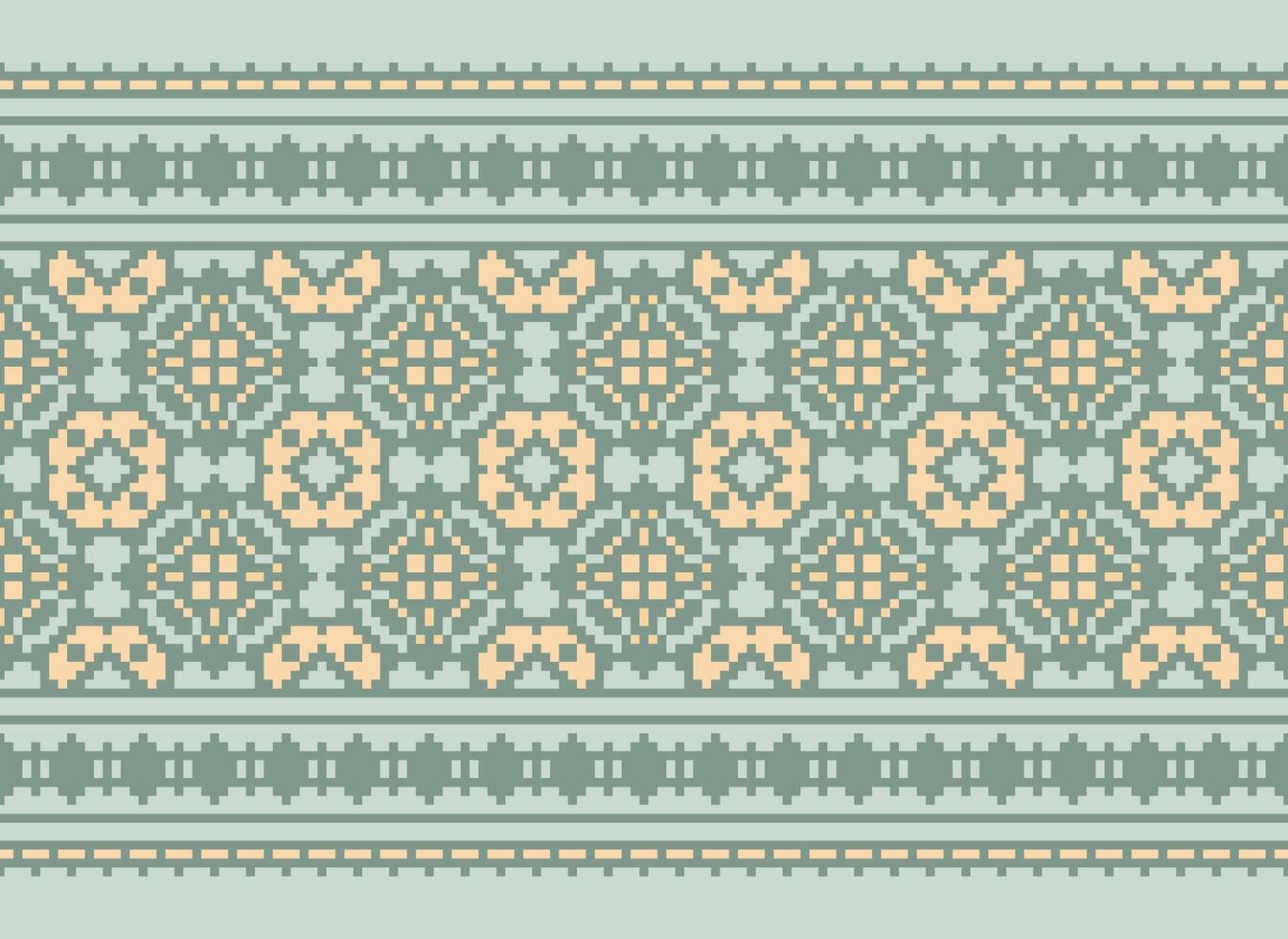 en blommig pixel konst mönster på grå bakgrund.geometrisk etnisk orientalisk broderi vektor illustration. pixel stil, abstrakt bakgrund, korsa stitch.design för textur, tyg, trasa, scarf, skriva ut