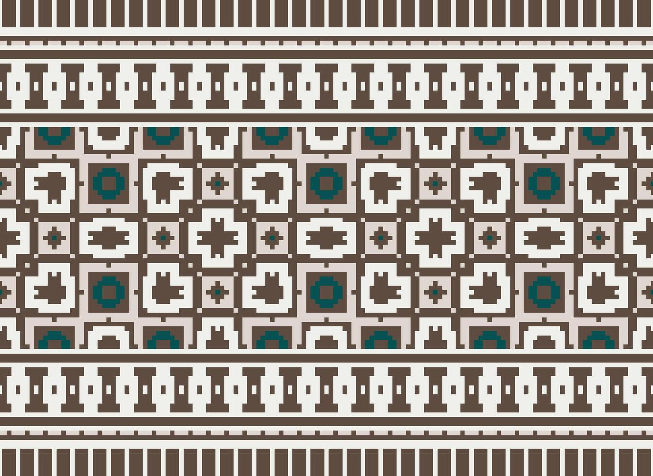 geometrisch Muster von modern stilvoll Textur. Grenzen im das bilden von ein Pixel Ornament zum Stickerei, Keramik Fliesen und Textil- Innere Design Elemente. nahtlos Illustration vektor