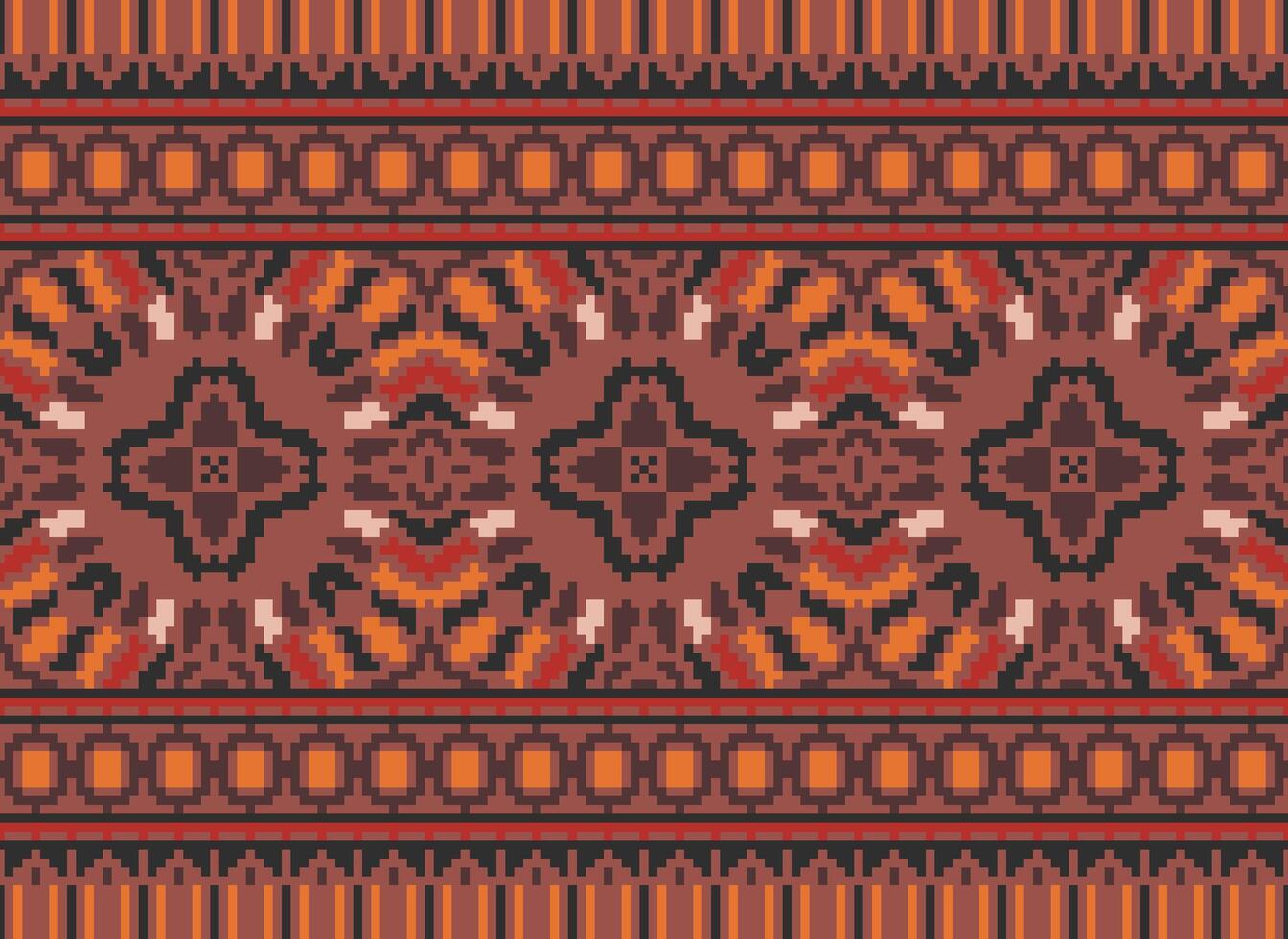 pixel ukrainska, vitryska folk konst vektor sömlös mönster i röd och svart, inspirerad förbi traditionell broderi vyshyvanka