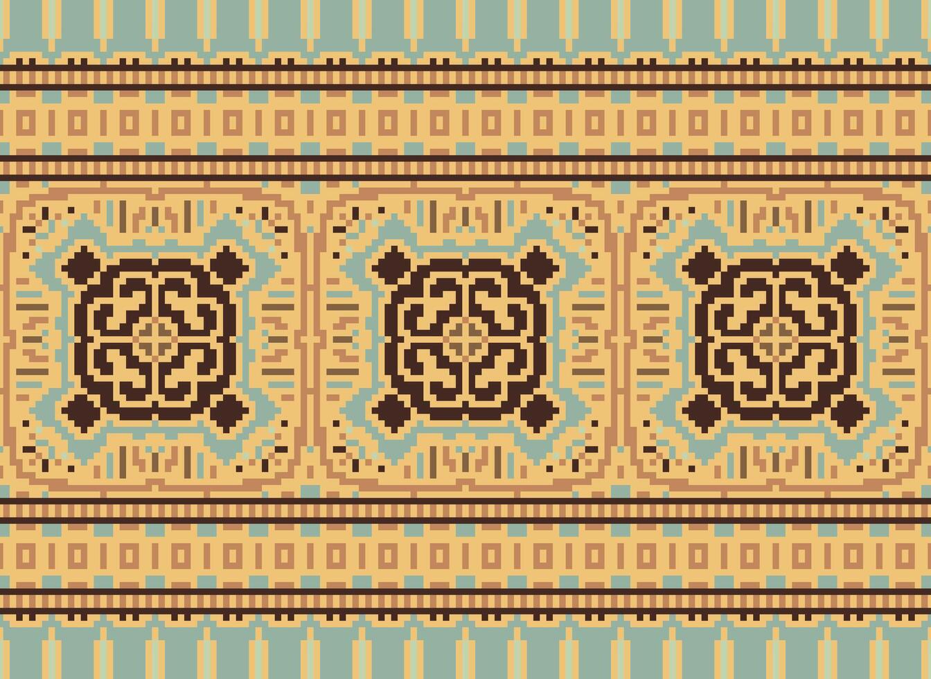 etnisk geometrisk tyg mönster korsa stitch.ikat broderi etnisk orientalisk pixel mönster blå bakgrund. abstrakt, vektor, illustration. textur, kläder, ram, dekoration, motiv, siden tapet. vektor