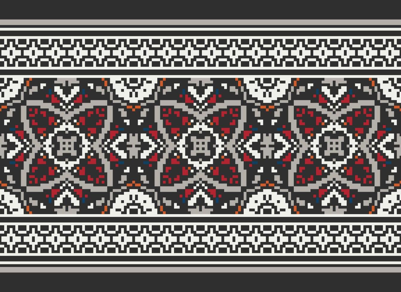 pixel traditionell etnisk mönster paisley blomma ikat bakgrund abstrakt aztec afrikansk indonesiska indisk sömlös mönster för tyg skriva ut trasa klänning matta gardiner och sarong vektor