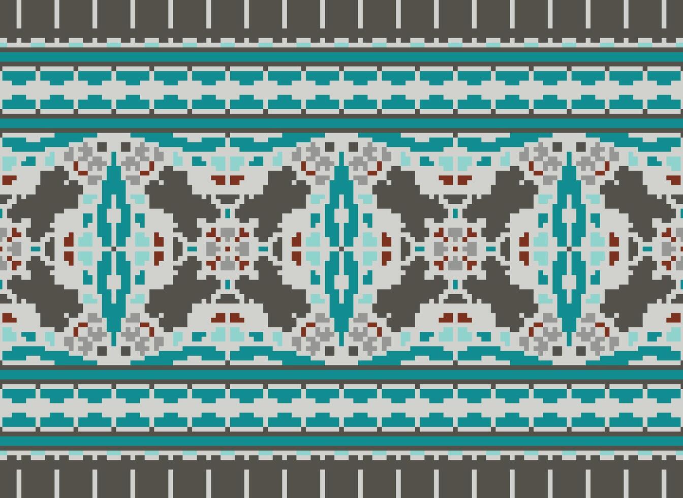 Pixel ethnisch Muster Vektor Hintergrund. nahtlos Muster traditionell, Design zum Hintergrund, Hintergrund, Batik, Stoff, Teppich, Kleidung, Verpackung, und textil.ethnisch Muster Vektor Illustration.