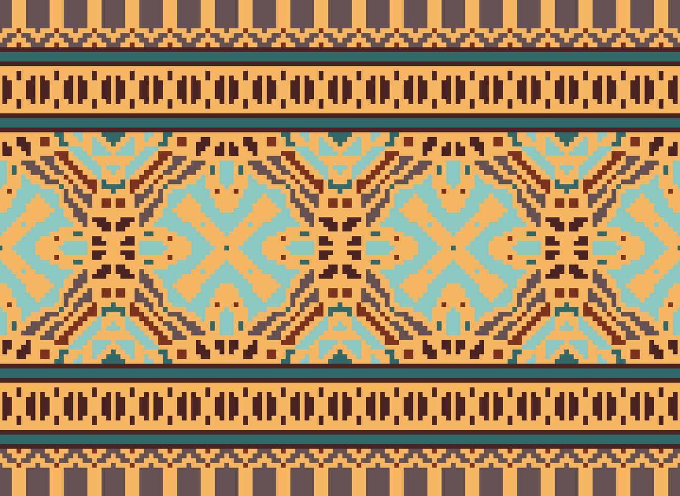 Pixel ethnisch Muster Vektor Hintergrund. nahtlos Muster traditionell, Design zum Hintergrund, Hintergrund, Batik, Stoff, Teppich, Kleidung, Verpackung, und textil.ethnisch Muster Vektor Illustration.