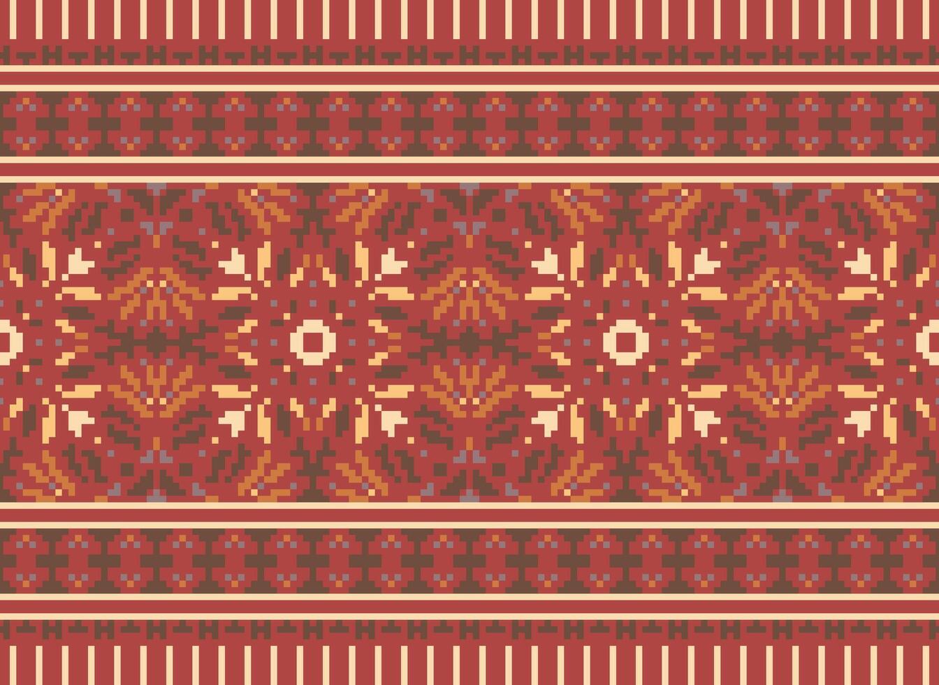 Pixel ethnisch Muster Vektor Hintergrund. nahtlos Muster traditionell, Design zum Hintergrund, Hintergrund, Batik, Stoff, Teppich, Kleidung, Verpackung, und textil.ethnisch Muster Vektor Illustration.