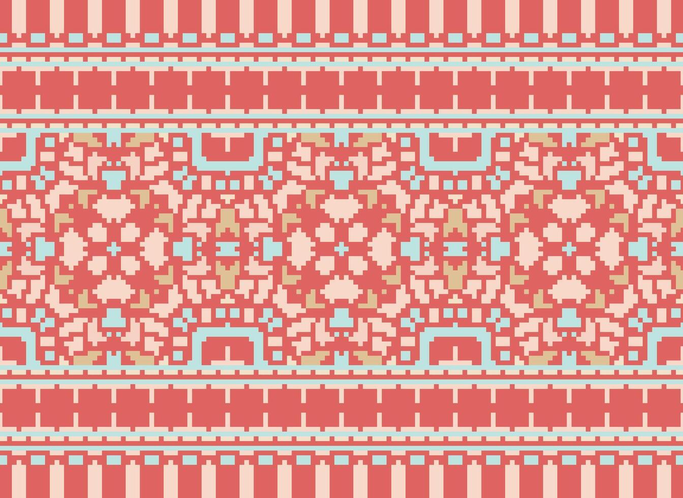 etnisk geometrisk tyg mönster korsa stitch.ikat broderi etnisk orientalisk pixel mönster blå bakgrund. abstrakt, vektor, illustration. textur, kläder, ram, dekoration, motiv, siden tapet. vektor