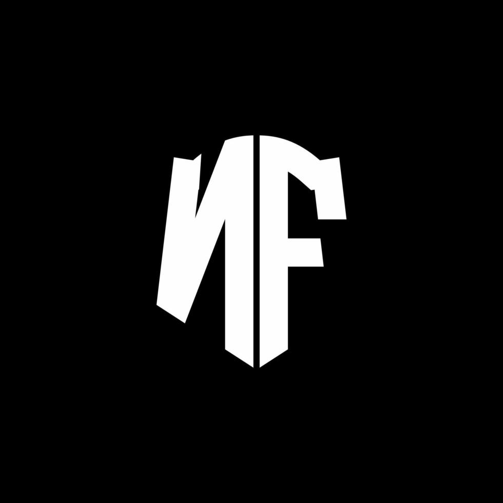 nf-Monogramm-Buchstaben-Logo-Band mit Schild-Stil auf schwarzem Hintergrund isoliert vektor