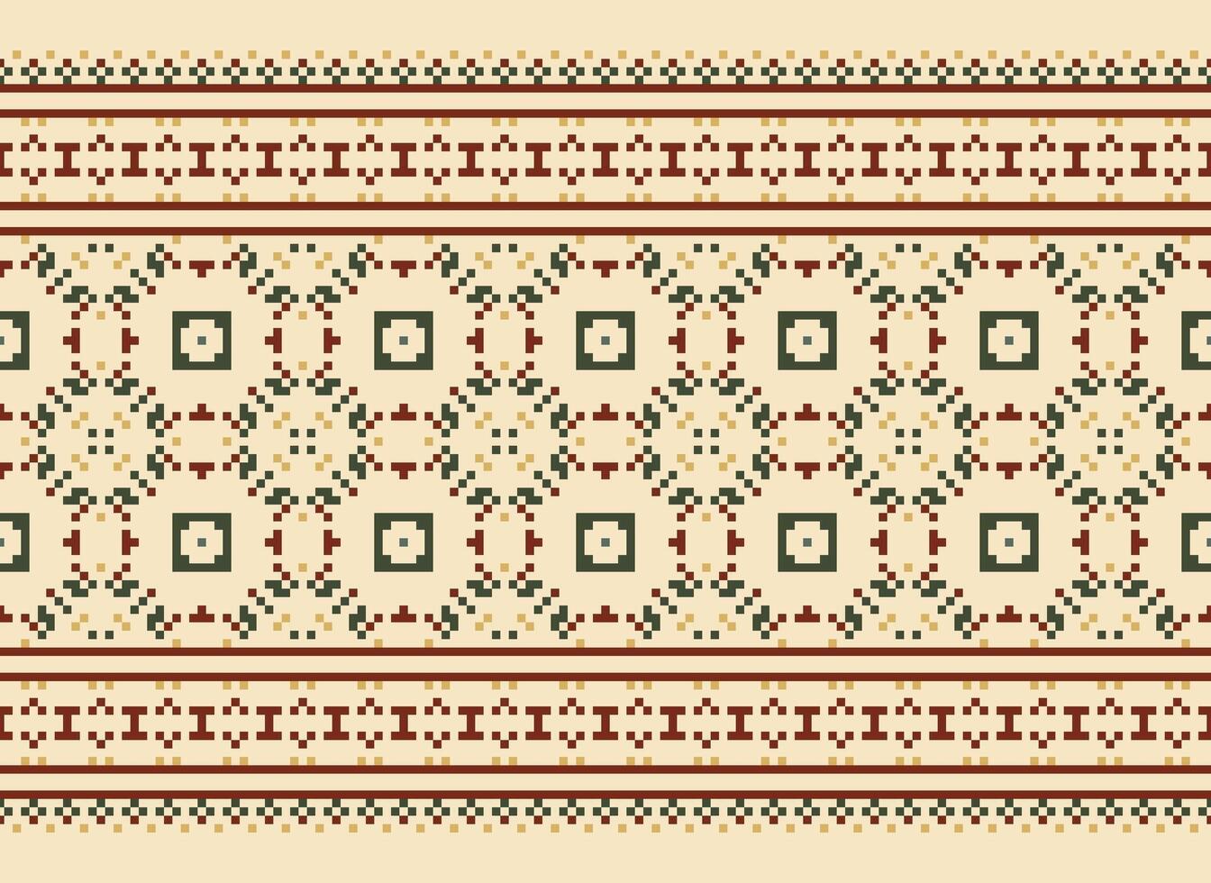 ein Blumen- Pixel Kunst Muster auf grau hintergrund.geometrisch ethnisch orientalisch Stickerei Vektor Illustration. Pixel Stil, abstrakt Hintergrund, Kreuz Stichdesign zum Textur, Stoff, Tuch, Schal, drucken