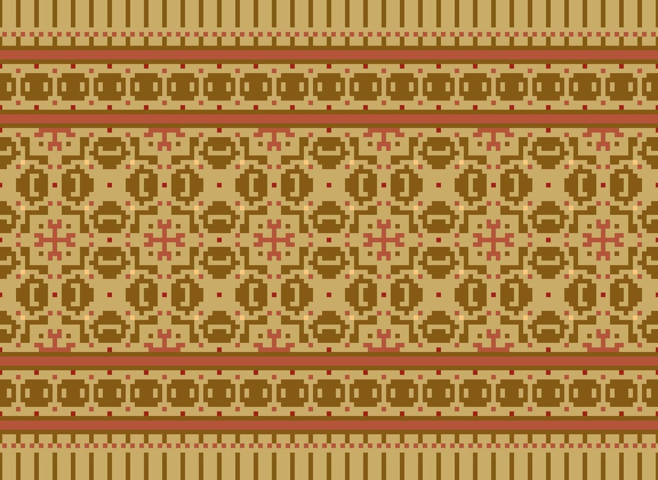 Kreuz Stich Grenze. Stickerei Kreuz Stich. ethnisch Muster. geometrisch ethnisch indisch Muster. einheimisch ethnisch Muster.Textur Textil- Stoff Kleidung Strickwaren drucken. Pixel horizontal nahtlos Vektor. vektor