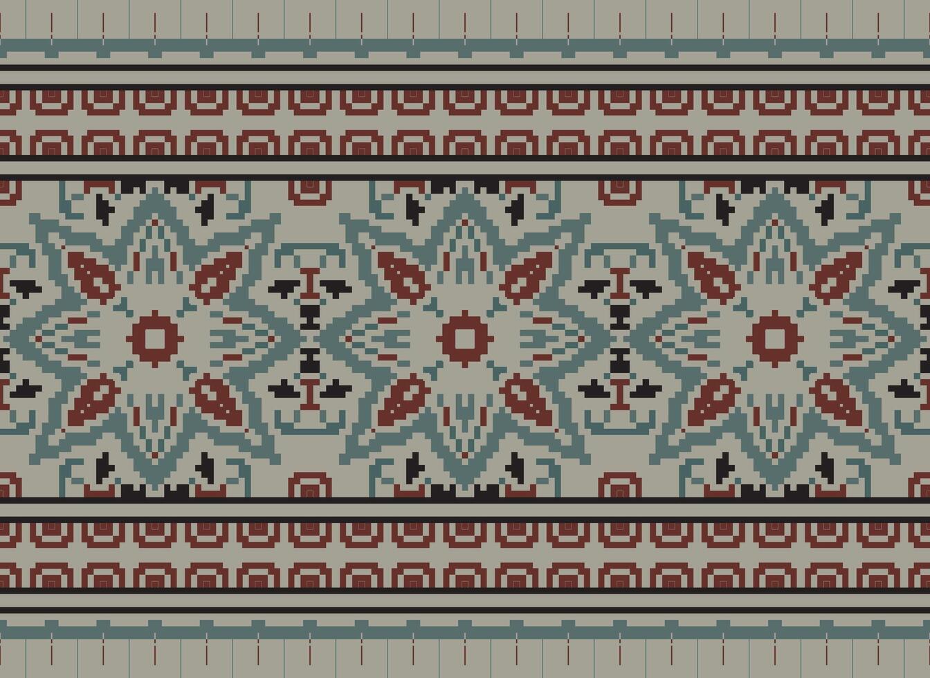 pixel ukrainska, vitryska folk konst vektor sömlös mönster i röd och svart, inspirerad förbi traditionell broderi vyshyvanka