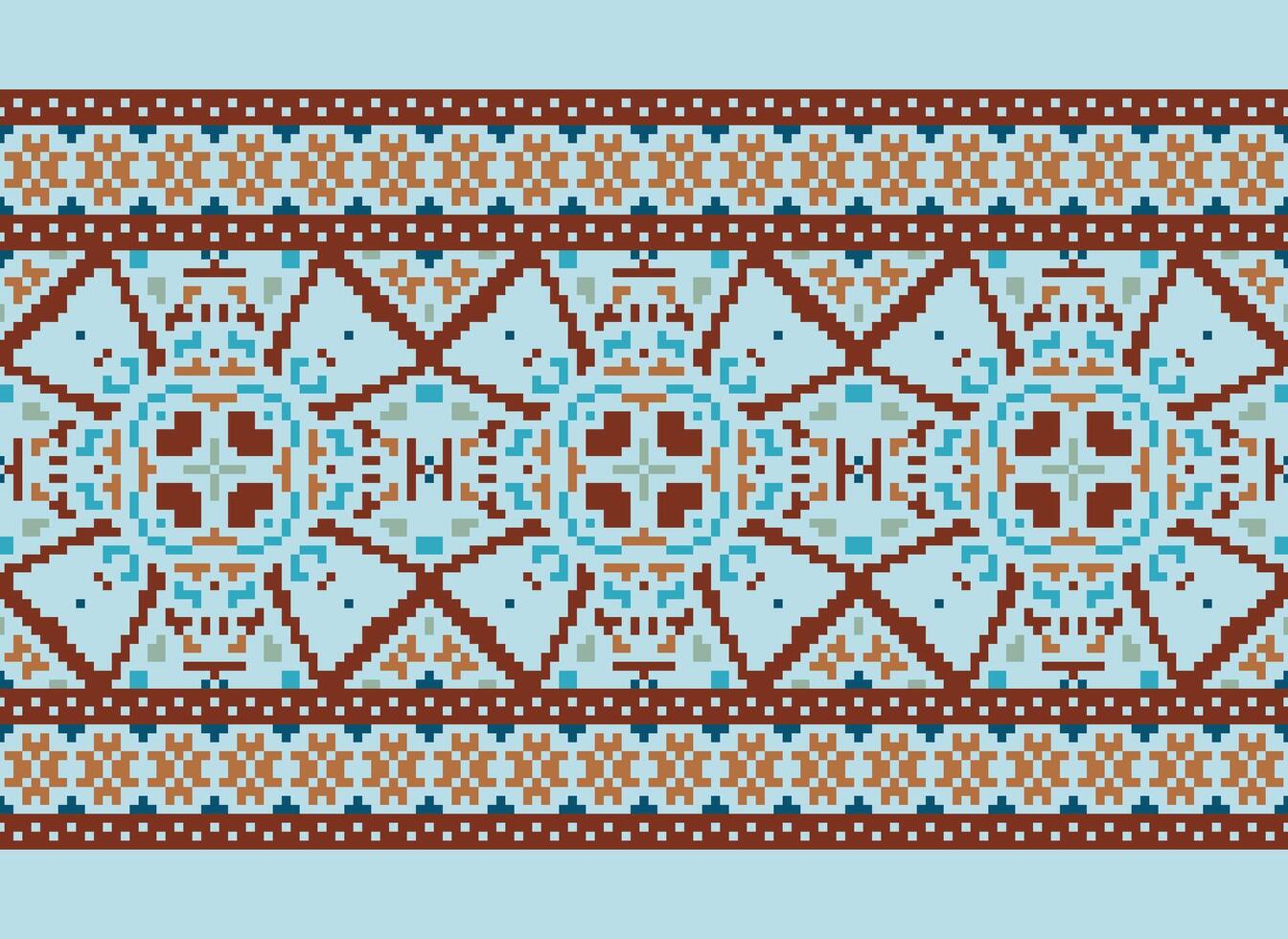 pixel traditionell etnisk mönster paisley blomma ikat bakgrund abstrakt aztec afrikansk indonesiska indisk sömlös mönster för tyg skriva ut trasa klänning matta gardiner och sarong vektor