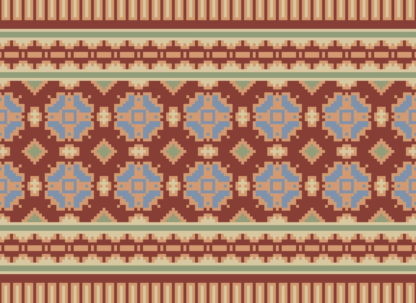 en blommig pixel konst mönster på grå bakgrund.geometrisk etnisk orientalisk broderi vektor illustration. pixel stil, abstrakt bakgrund, korsa stitch.design för textur, tyg, trasa, scarf, skriva ut