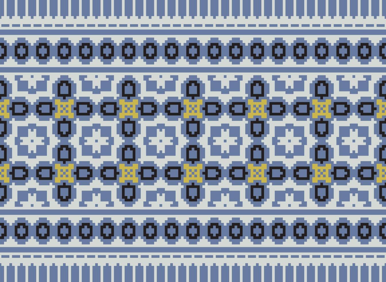 Kreuz Stich Muster mit Blumen- Entwürfe. traditionell Kreuz Stich Handarbeit. geometrisch ethnisch Muster, Stickerei, Textil- Ornamentik, Stoff, Hand genäht Muster, kulturell Nähen Pixel Kunst. vektor