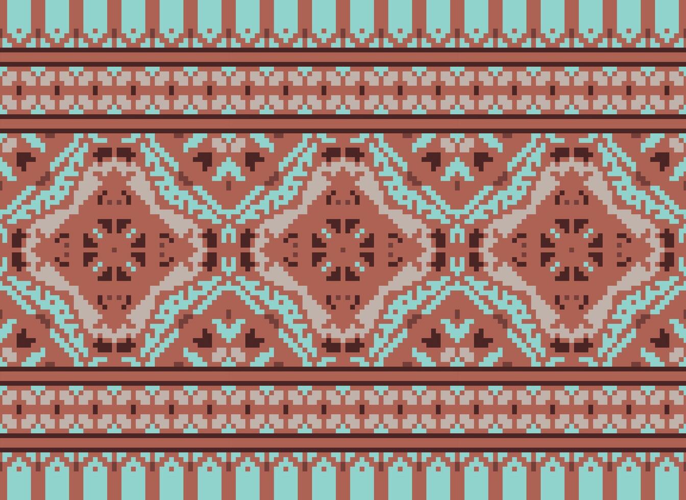 Pixel traditionell ethnisch Muster Paisley Blume Ikat Hintergrund abstrakt aztekisch afrikanisch indonesisch indisch nahtlos Muster zum Stoff drucken Stoff Kleid Teppich Vorhänge und Sarong vektor