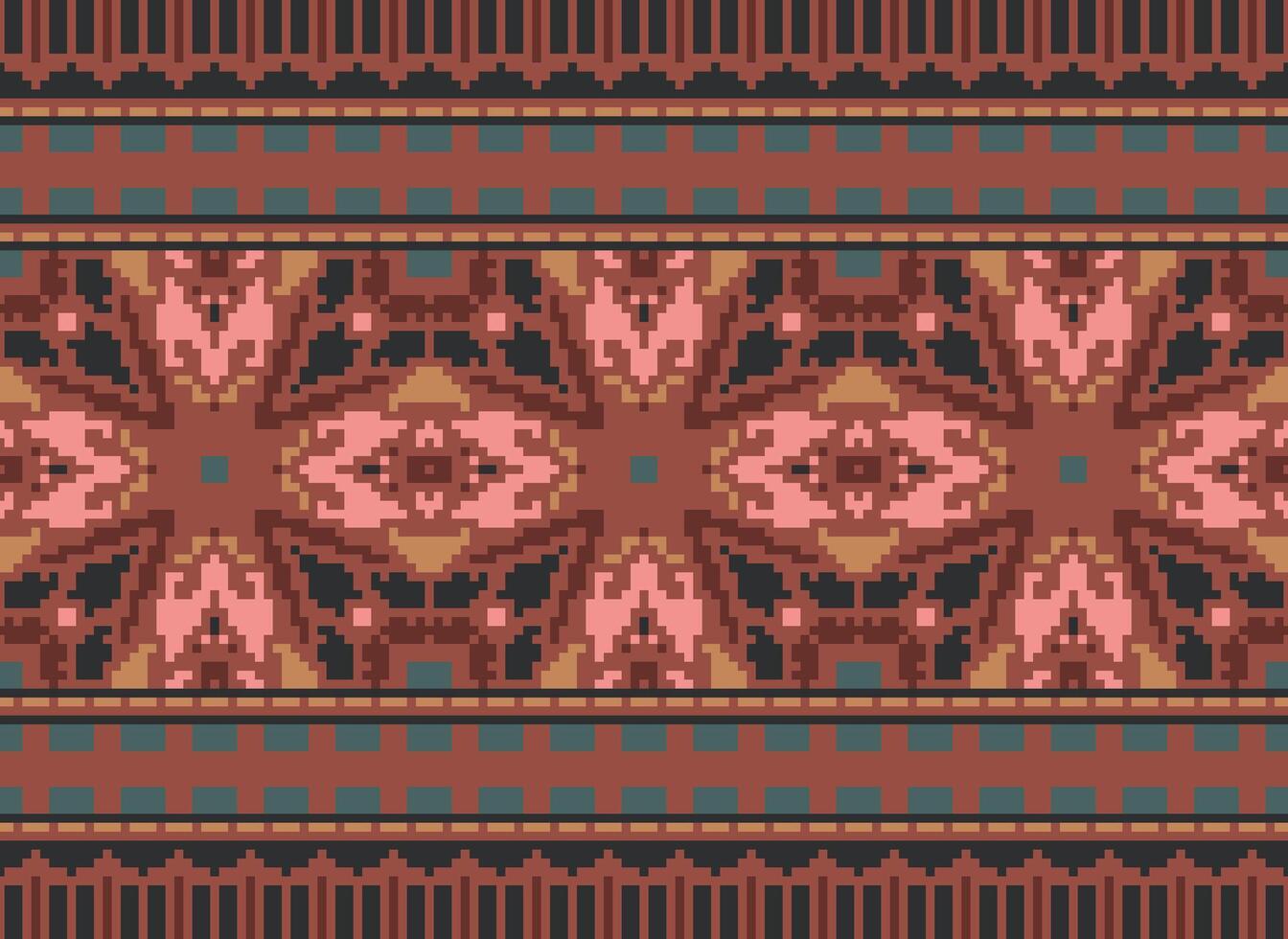 etnisk geometrisk tyg mönster korsa stitch.ikat broderi etnisk orientalisk pixel mönster blå bakgrund. abstrakt, vektor, illustration. textur, kläder, ram, dekoration, motiv, siden tapet. vektor