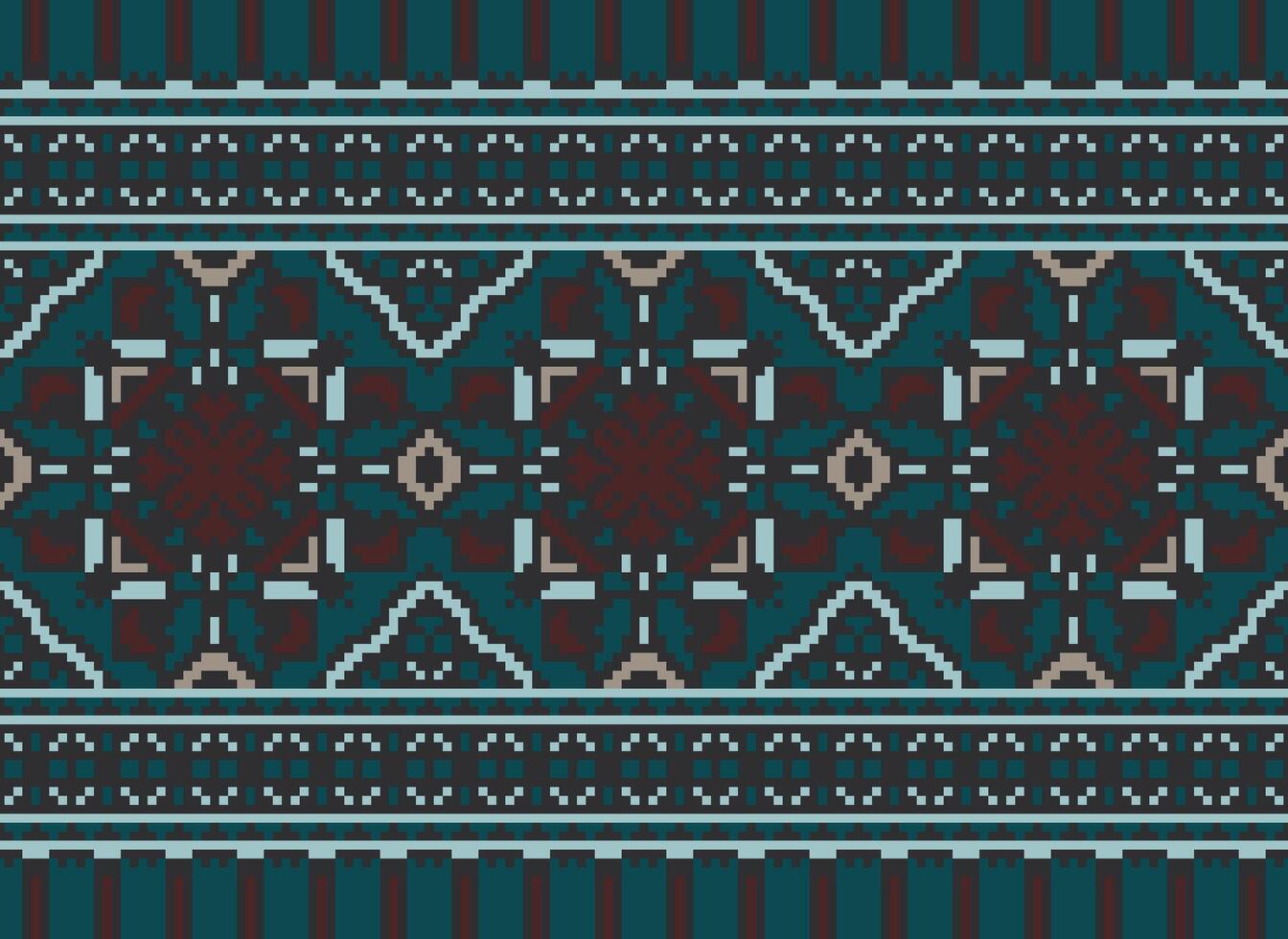 ethnisch geometrisch Stoff Muster Kreuz Stich.ikat Stickerei ethnisch orientalisch Pixel Muster Blau Hintergrund. abstrakt, vektor, illustration. Textur, Kleidung, Rahmen, Dekoration, Motive, Seide Hintergrund. vektor