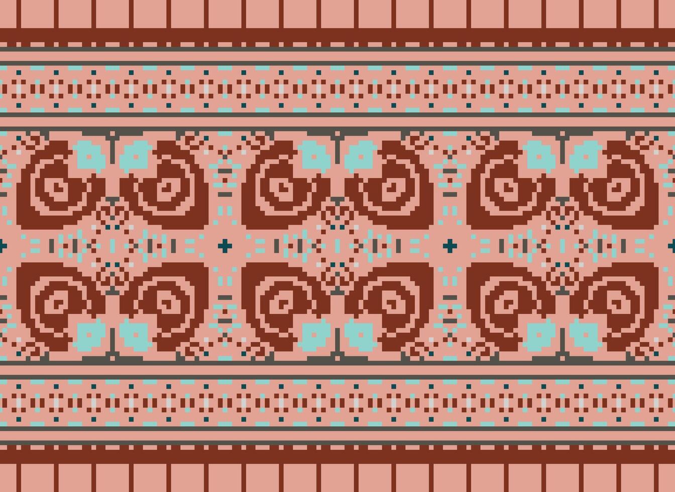 pixel etnisk mönster vektor bakgrund. sömlös mönster traditionell, design för bakgrund, tapet, batik, tyg, matta, Kläder, omslag, och textil.etnisk mönster vektor illustration.